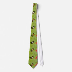 Ruby-throated Hummingbird (male) with petunia Pink Neck Tie