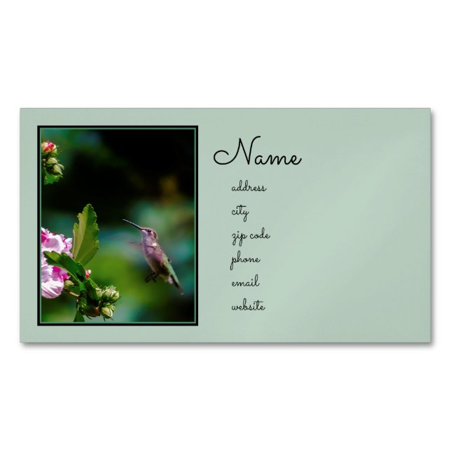 Ruby-throated Hummingbird - Original Photograph Business Card Magnet (Front)