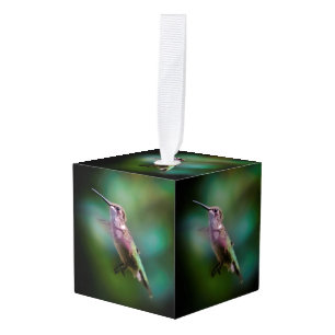 Ruby-throated Hummingbird - Original Photograph Cube Ornament