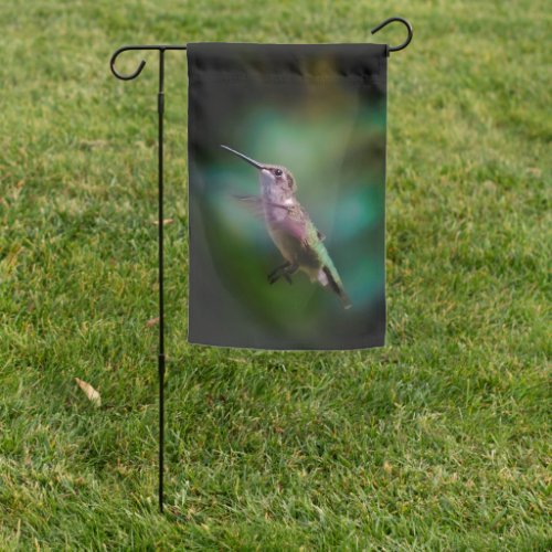 Ruby_throated Hummingbird _ Original Photograph Garden Flag