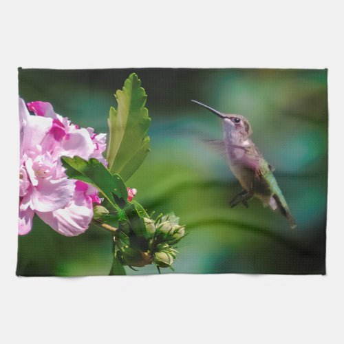 Ruby_throated Hummingbird _ Original Photograph Kitchen Towel