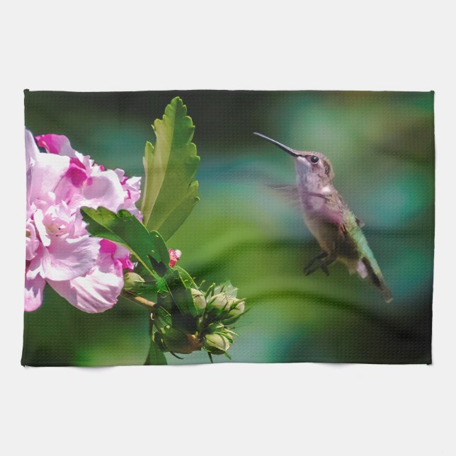 Ruby-throated Hummingbird - Original Photograph Kitchen Towel (Horizontal)