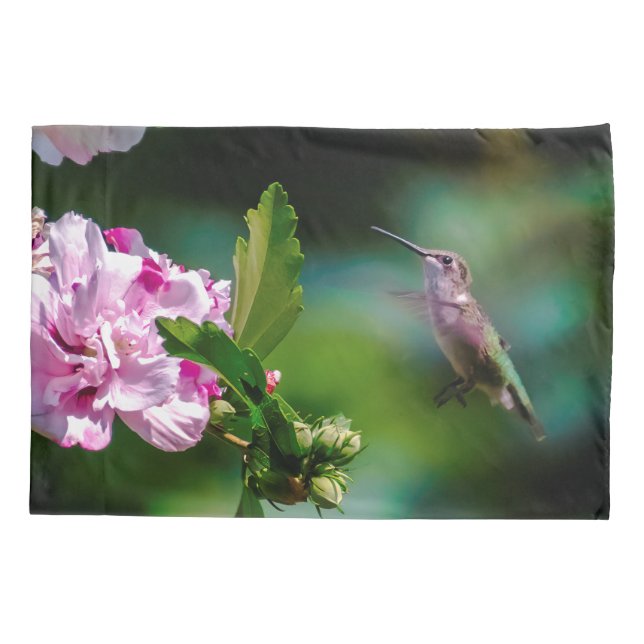 Ruby-throated Hummingbird - Original Photograph Pillow Case (Back)