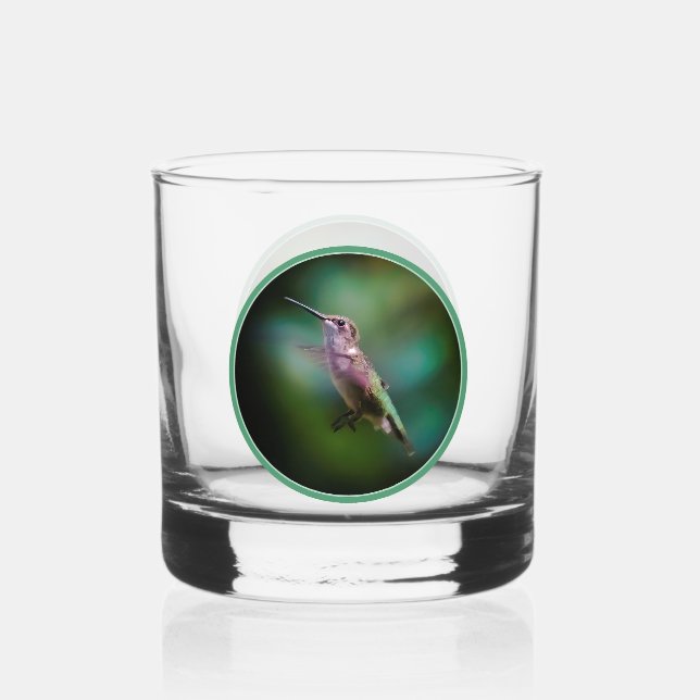 Ruby-throated Hummingbird - Original Photograph Whiskey Glass (Front)
