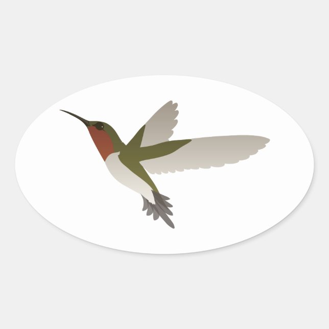 Ruby Throated Hummingbird Oval Sticker (Front)