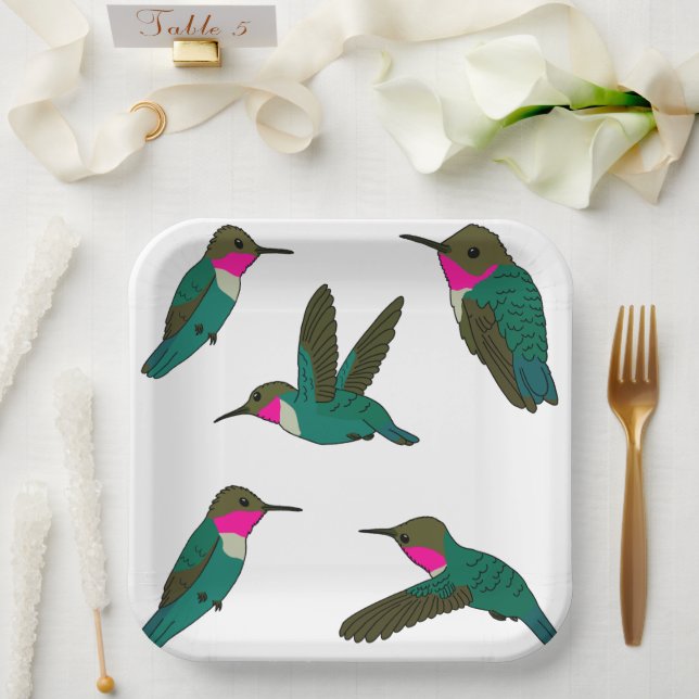 Ruby Throated Hummingbird Paper Plates (Wedding)