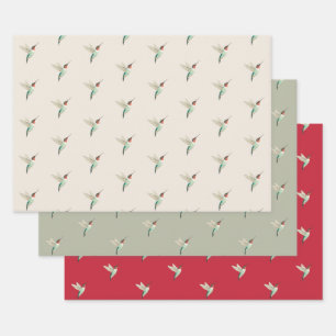 Ruby-throated Hummingbird Pattern Wrapping Paper Sheets
