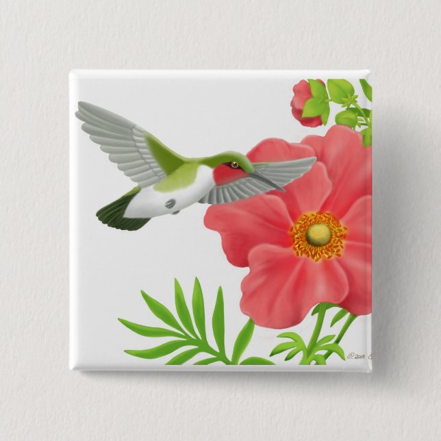 Ruby Throated Hummingbird Pin (Front)