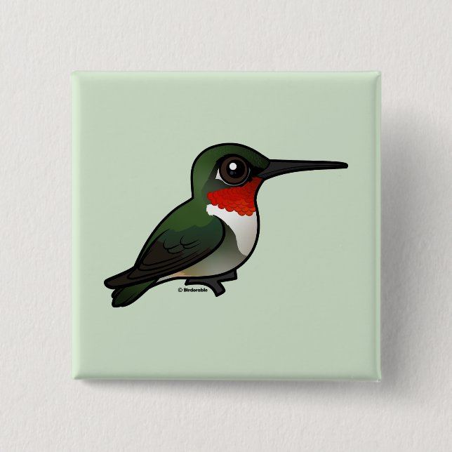 Ruby-throated Hummingbird Pinback Button (Front)