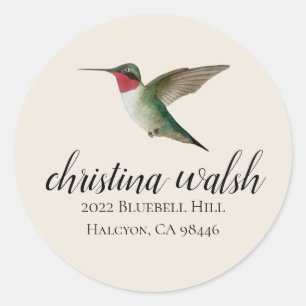 Ruby-throated Hummingbird return address Classic Round Sticker