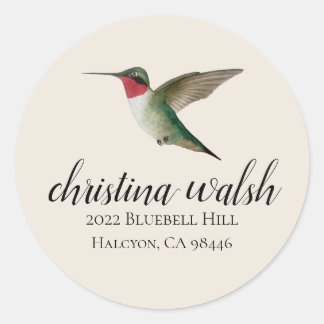 Ruby-throated Hummingbird return address Classic Round Sticker