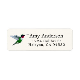 Ruby-throated Hummingbird Return Address Label