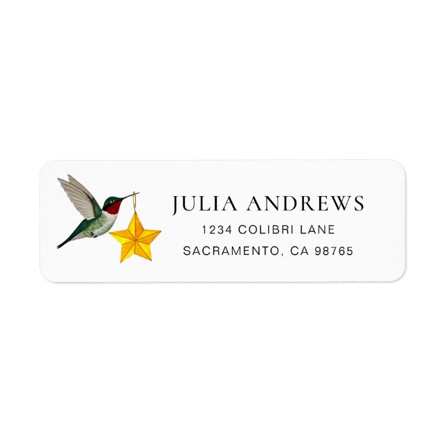 Ruby-throated Hummingbird Return Address Label (Front)