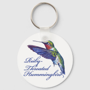 Ruby Throated Hummingbird Scripted Keychain