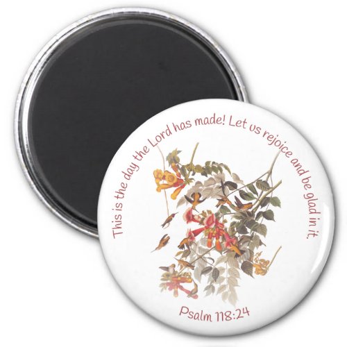Ruby Throated Hummingbird with Psalm 11824 Magnet