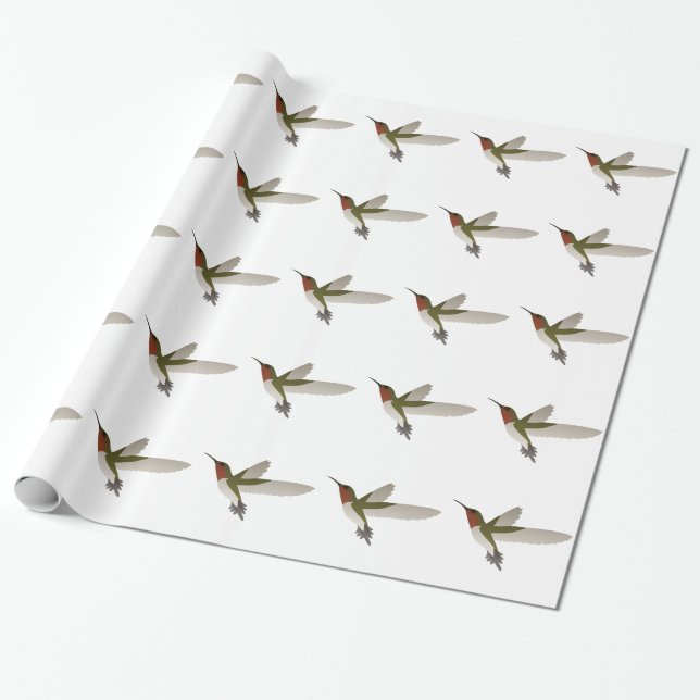 Ruby Throated Hummingbird Wrapping Paper (Unrolled)