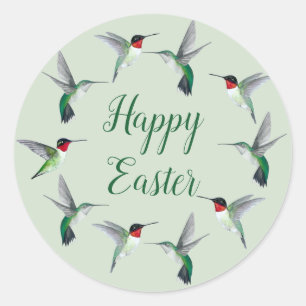 Ruby-throated Hummingbirds Easter Classic Round Sticker