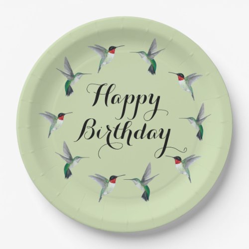 Ruby_throated Hummingbirds Happy Birthday Paper Plates