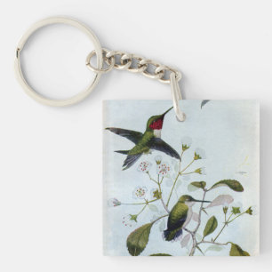 Ruby-throated Hummingbirds Keychain