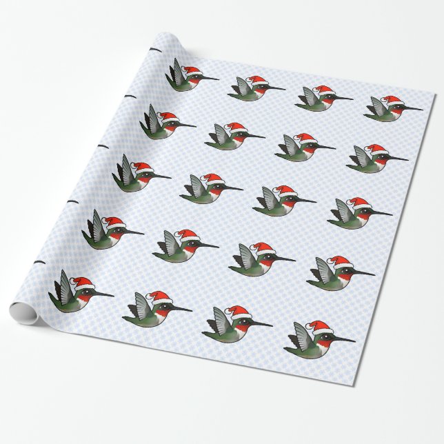 Ruby-throated Santa Wrapping Paper (Unrolled)