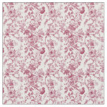 Ruby Toile with Roses and Garden Foliage Fabric