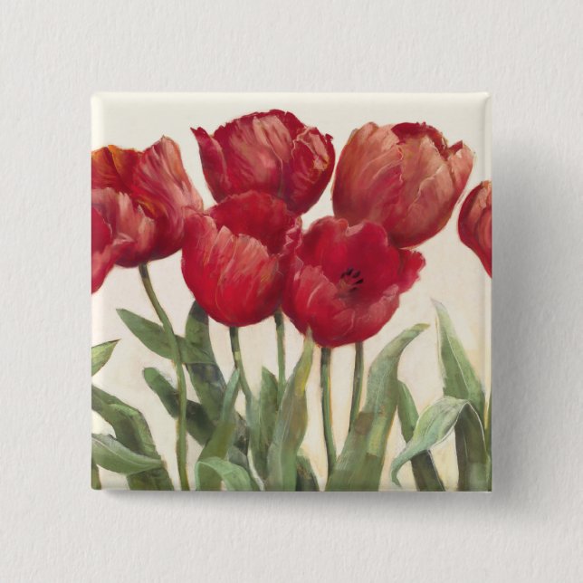 Ruby Tulips Pinback Button (Front)