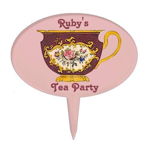 RUBY  VINTAGE Tea Cup  Tea Party  Cake Topper
