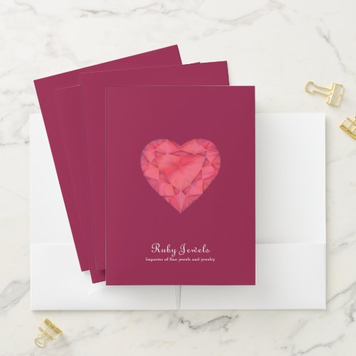 Ruby watercolor red jewelry business folder