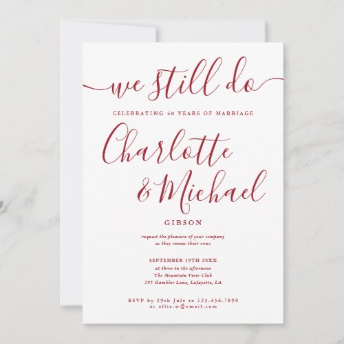 Ruby We Still Do Script Vow Renewal Anniversary Invitation