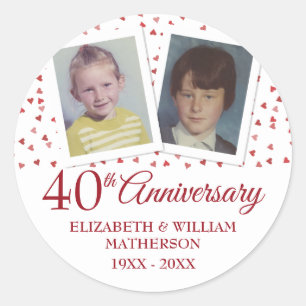 Ruby Wedding 40th Anniversary Childhood Photos Classic Round Sticker
