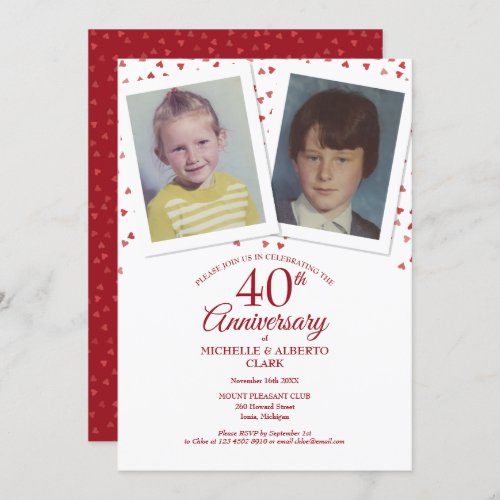 Ruby Wedding 40th Anniversary Childhood Photos Invitation