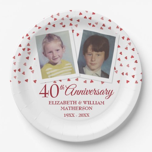 Ruby Wedding 40th Anniversary Childhood Photos Paper Plates