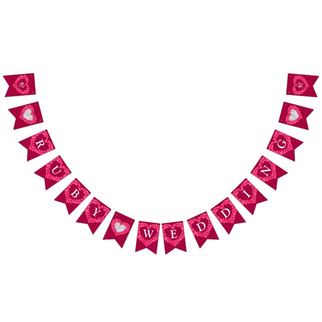 Ruby wedding 40th anniversary custom photo bunting flags (All)