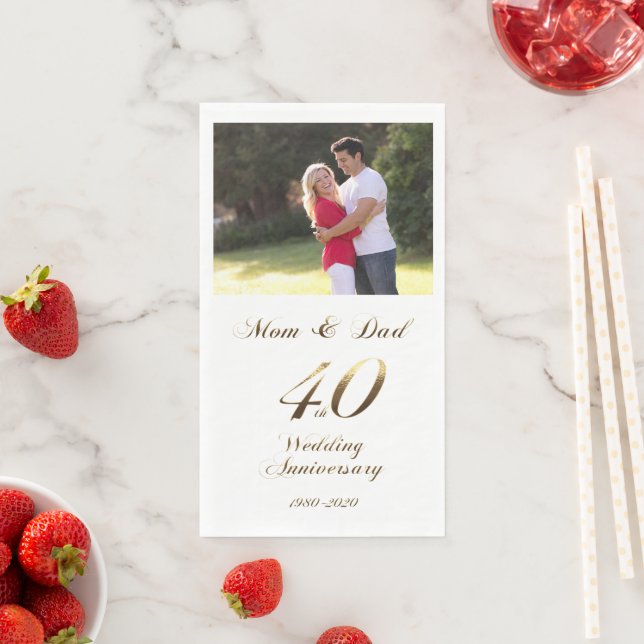 Ruby Wedding 40th Anniversary Parents Paper Guest Towels (Insitu)