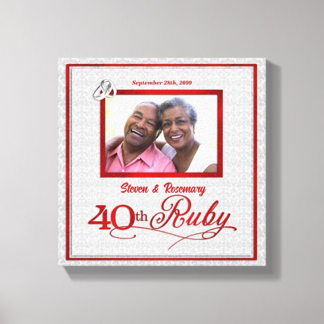 Ruby Wedding Anniversary 11x11-inch 40th Photo Canvas Print (Front)