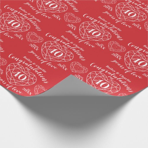 Ruby wedding anniversary 40 years of love red wrapping paper