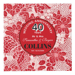 Ruby Wedding Anniversary 40 years Personalized Cube