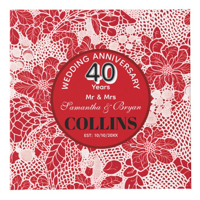 Ruby Wedding Anniversary 40 years Personalized  Cube (Front)