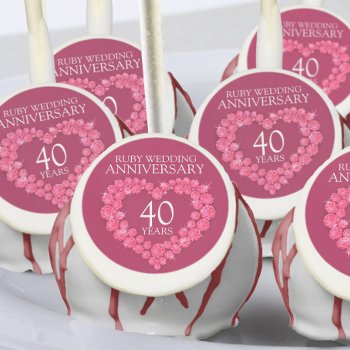 Ruby Wedding Anniversary 40 Years Red Heart Cake Pops by Mylittleeden at Zazzle