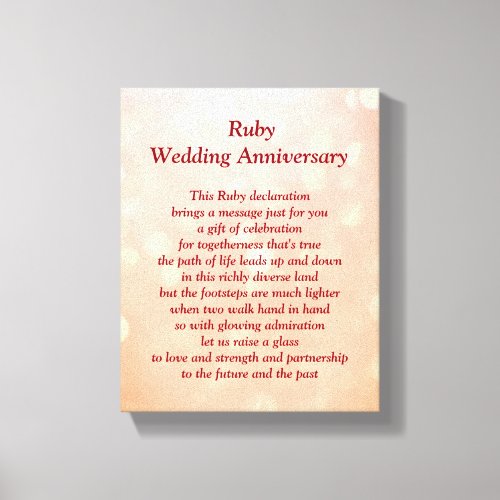 Ruby Wedding Anniversary Canvas