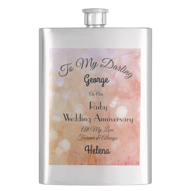 Ruby Wedding Anniversary Classic Flask (Front)