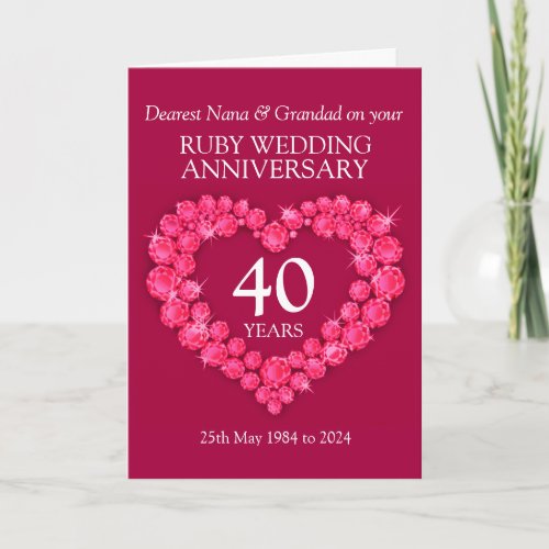 Ruby wedding anniversary grandparents 40th card