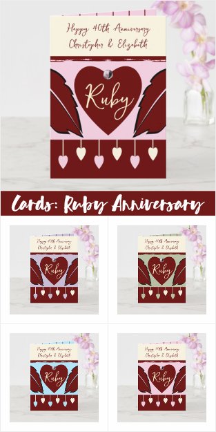 Ruby Wedding Anniversary Greeting Cards