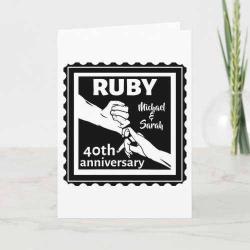 Ruby wedding anniversary holding hands 40th card