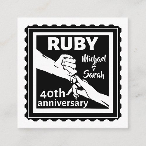 Ruby wedding anniversary holding hands 40th enclosure card