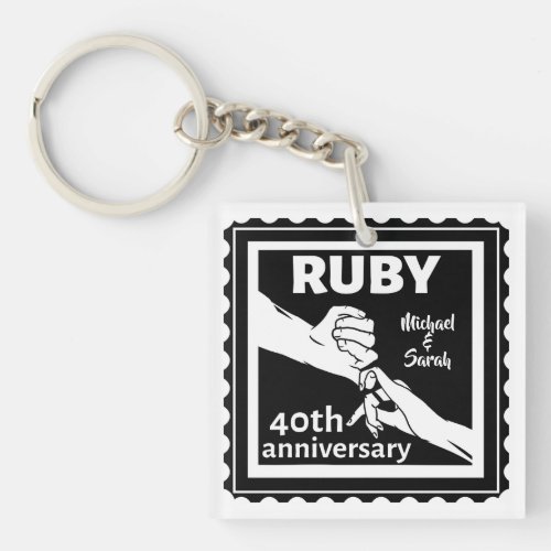 Ruby wedding anniversary holding hands 40th keychain