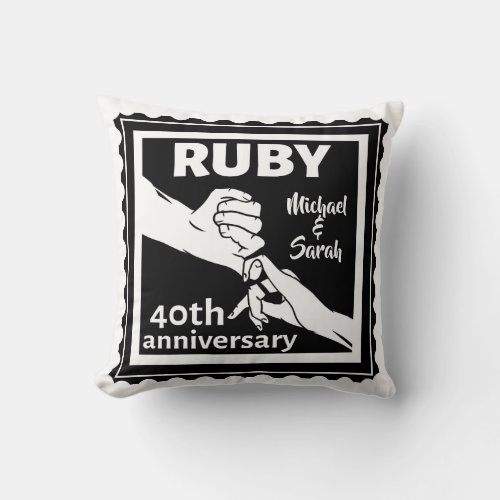 Ruby wedding anniversary holding hands 40th throw pillow