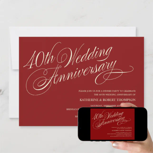 Ruby Wedding Anniversary Invitations Zazzle