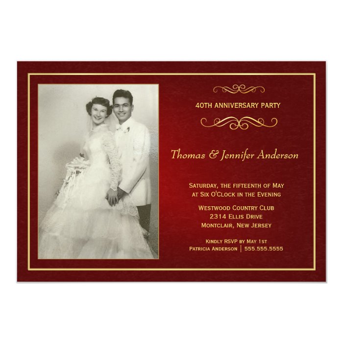  Ruby  Wedding  Anniversary  Invitations  40th Zazzle