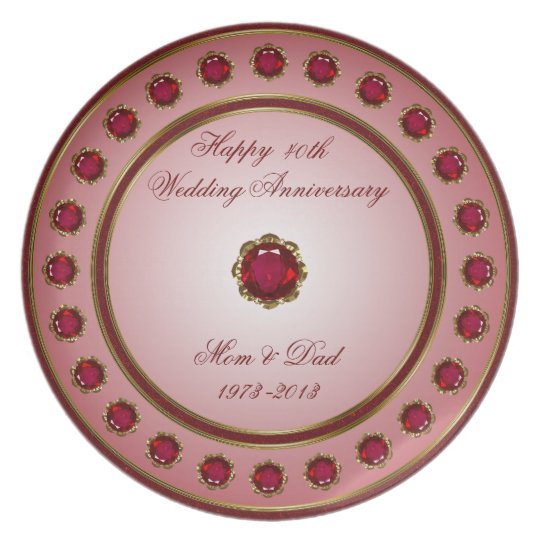 Ruby Wedding Anniversary Plate | Zazzle.com